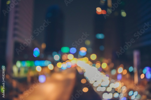 Bokeh shot of a city street at night