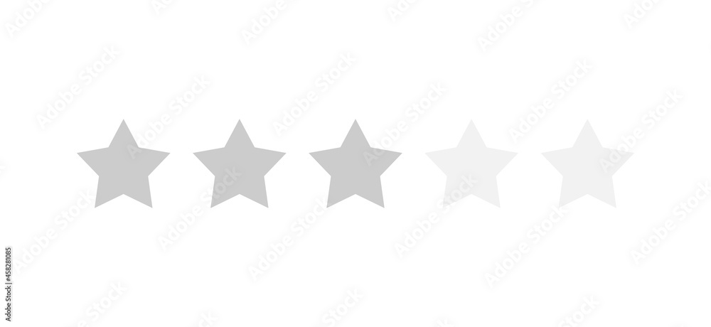 Rating sticker icon with three stars on a white background. Flat design. White background. Isolated vector icon. Vector graphics. Rating sticker icon with three stars on a white background. Flat design. White background. Isolated vector icon. Vector graphics.