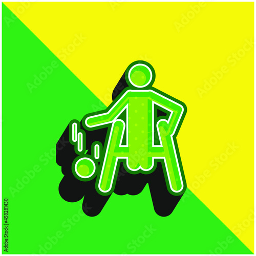 Basketball Paralympic Silhouette Green and yellow modern 3d vector icon logo