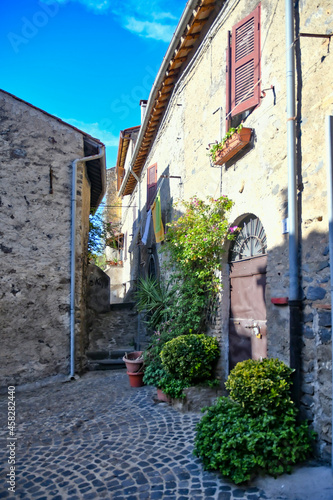 A narrow street in Bracciano  an old town in Lazio region  Italy.