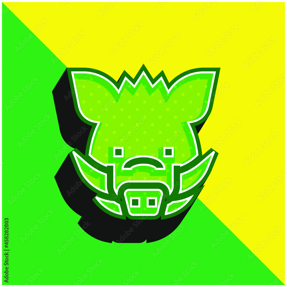 Boar Green and yellow modern 3d vector icon logo Boar Green and yellow modern 3d vector icon logo