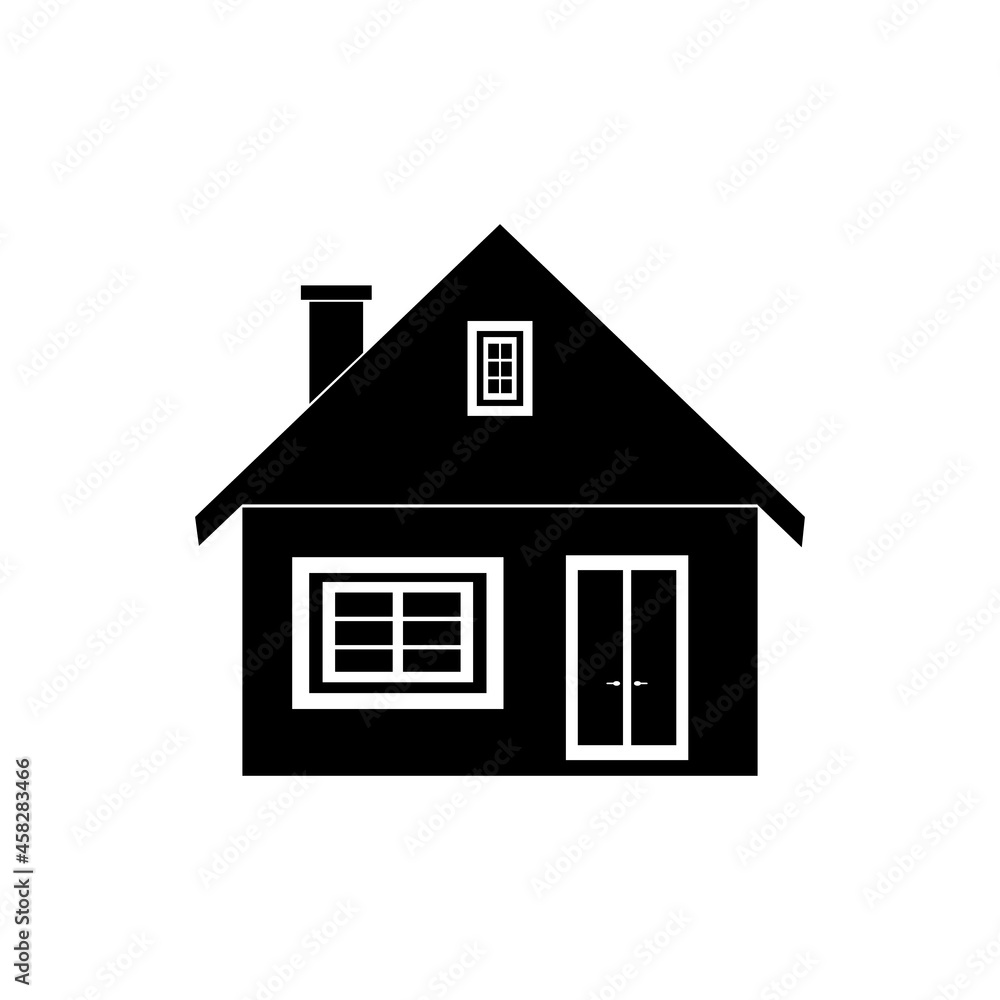 Residential building with an attic on a white background. Residential building with an attic on a white background.
