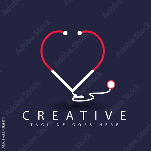 Logo for health care phoneendoscope silhouette heart shaped
