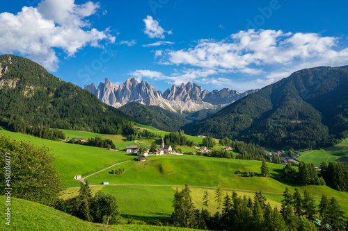 Beautiful picturesque landscape of the village of Santa Maddalena. Dolomites. Italy.