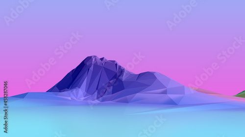 wireframe mountains background 3d rendering © petrovk