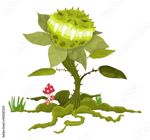 monster predator plant green character halloween