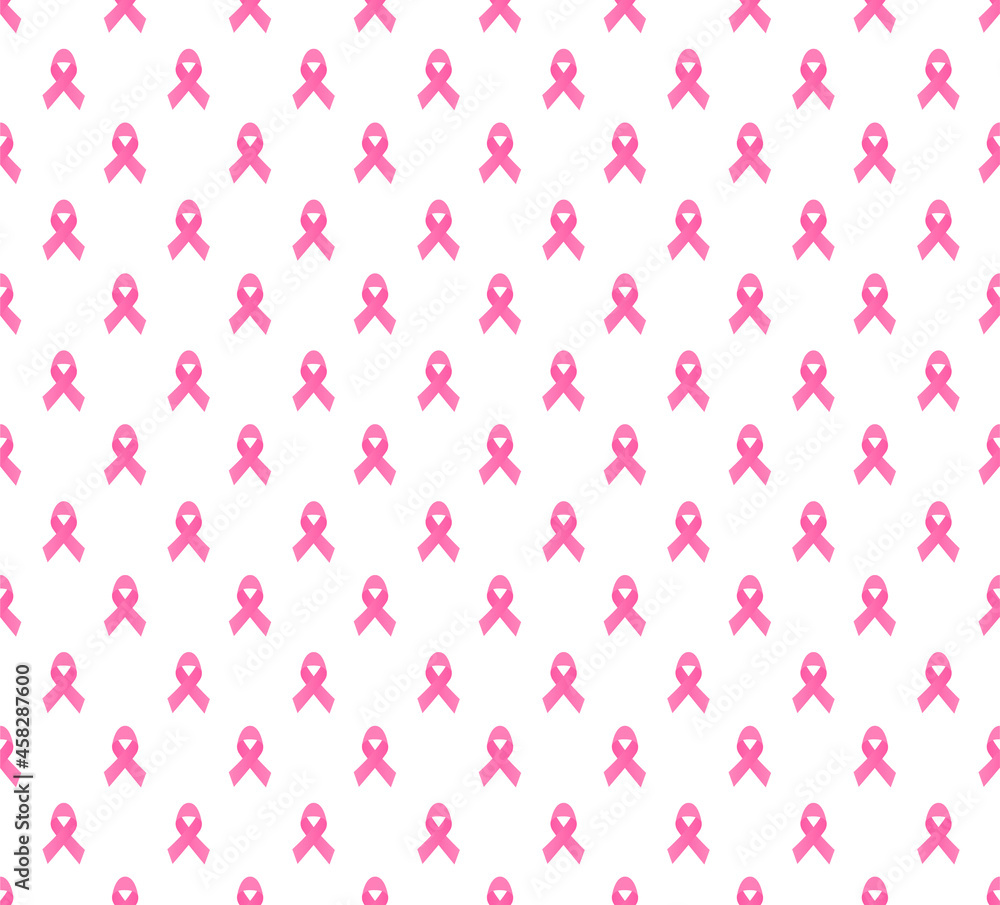 Breast cancer awareness month symbol emblem seamless pattern. vector.