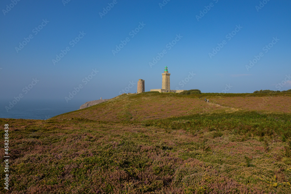 view of the frehel cape with his lighthouse on brittany in france