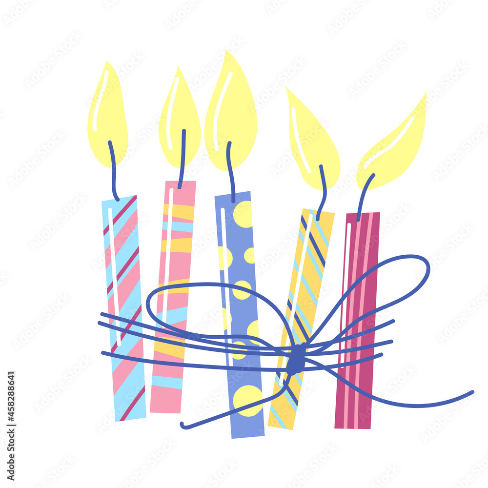 Illustration of Happy Birthday candles. Celebration or holiday item.