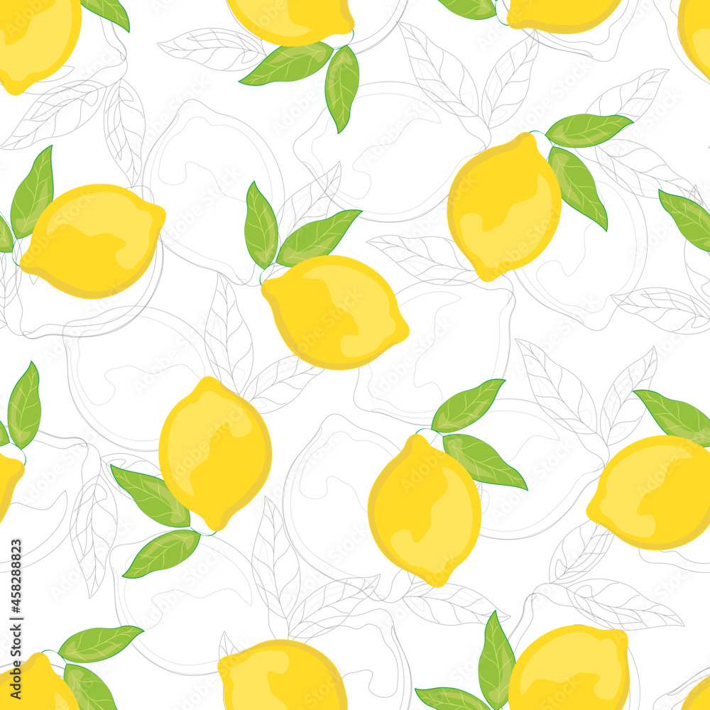 Seamless pattern with hand drawn lemons. Citrus fruits on a transparent background. Background for textiles, kitchen utensils and wrapping paper, background for site
Seamless pattern with hand drawn lemons. Citrus fruits on a transparent background. Background for textiles, kitchen utensils and wrapping paper, background for site