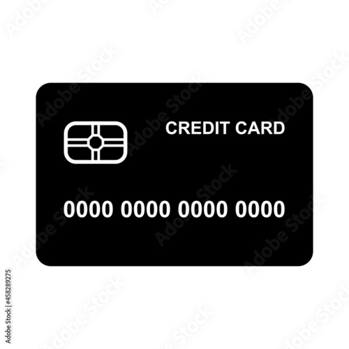 Credit card black silhouette template vector flat style icon illustration