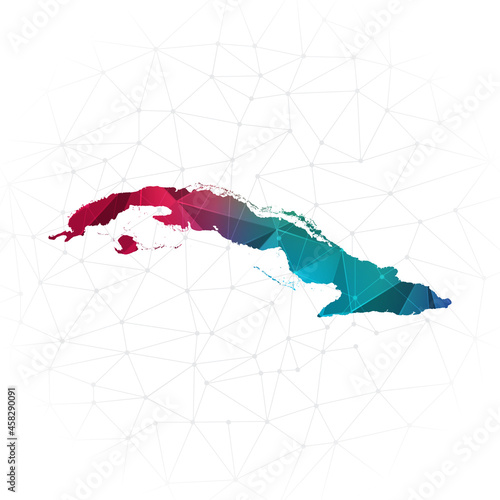 Cuba Map - Abstract polygon vector illustration low poly colorful style gradient graphic on white background