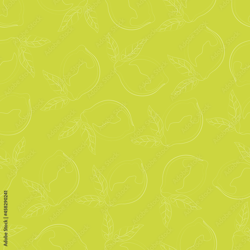 Seamless pattern with hand drawn lemons. White contour of lemon on a green background. Background for textiles, kitchen utensils and wrapping paper, background for site
Seamless pattern with hand drawn lemons. White contour of lemon on a green background. Background for textiles, kitchen utensils and wrapping paper, background for site