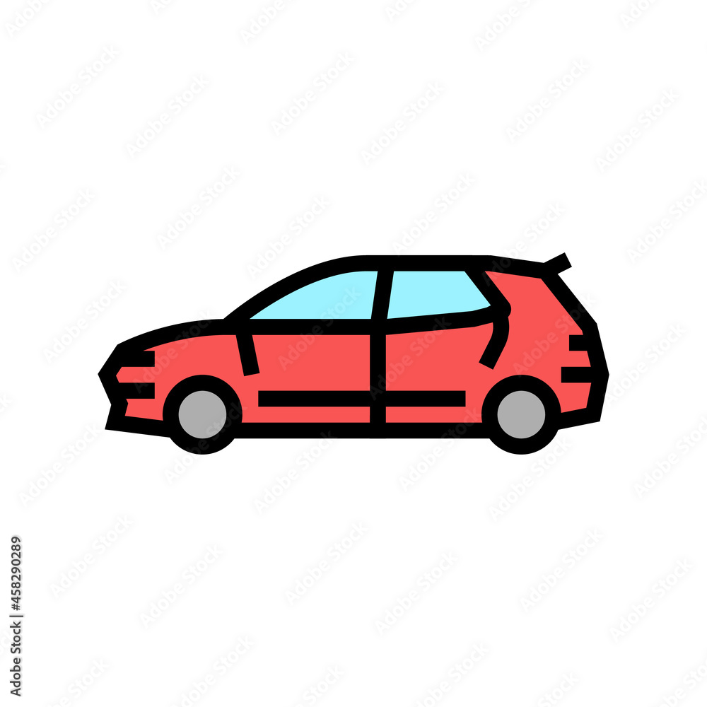hatchback car color icon vector. hatchback car sign. isolated symbol illustration