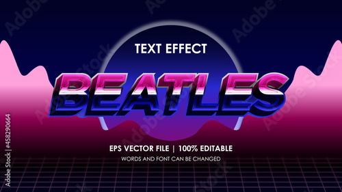 beatles retro text effect colorful editable