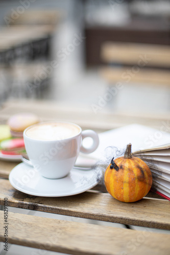 Halloween coffee shop. Pumpkins