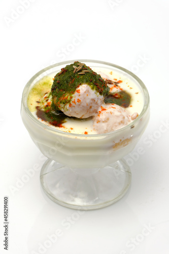 Dahi wada or dahi bhalla. This is delicious indian style food.