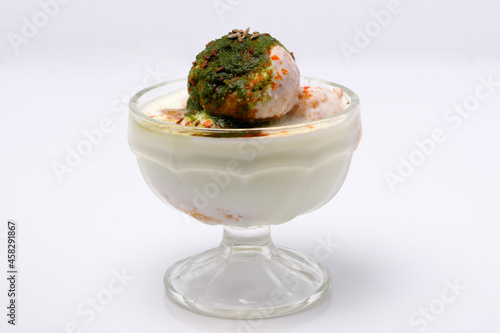Dahi wada or dahi bhalla. This is delicious indian style food.
