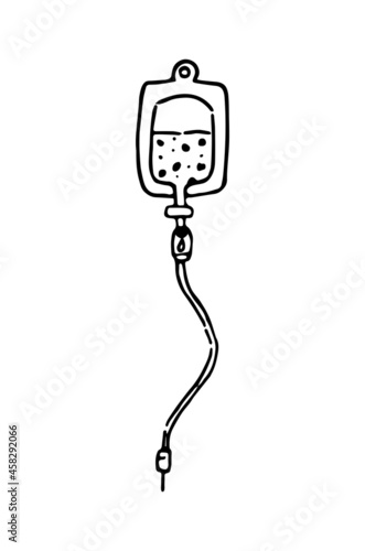 Hand-drawn cute vector doodle illustration of dropper. Black and white outline.