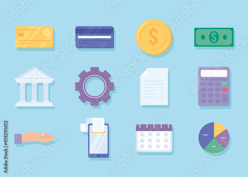 financial payment icons set