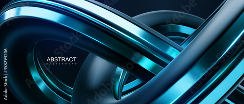 Abstract background with black and blue steel knot shape