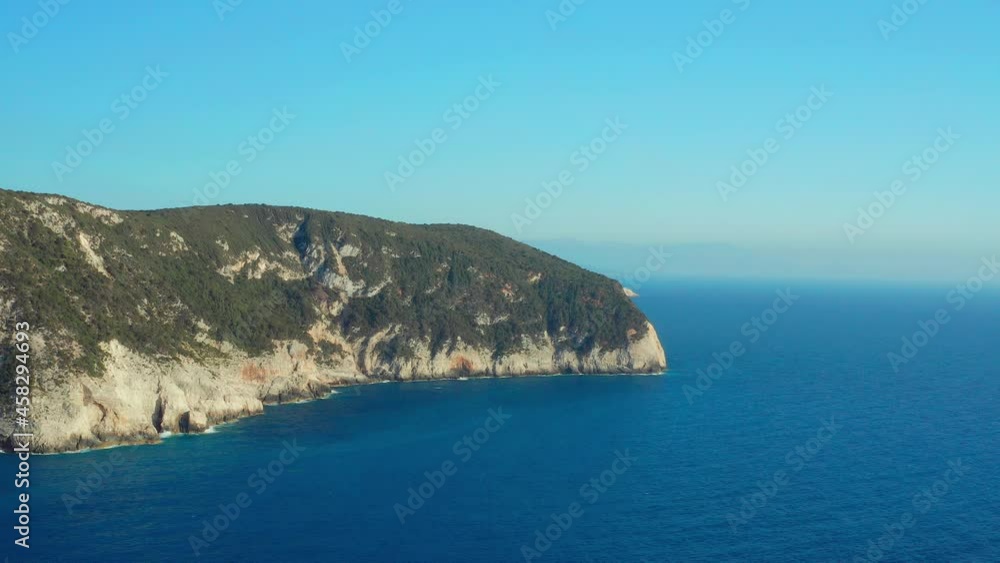 Lefkada Coastline Aerial Shoot Kefalonia on Background Lefkada Coastline Aerial Shoot Kefalonia on Background