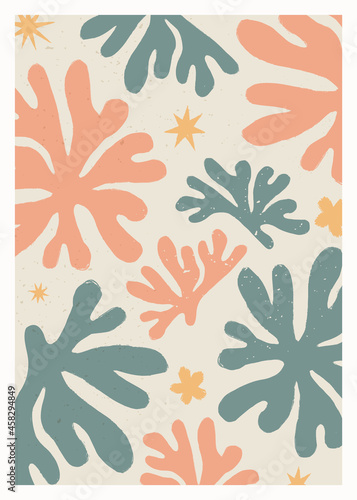 Abstract art vector poster. Vintage abstract Matisse inspired print for wall ...