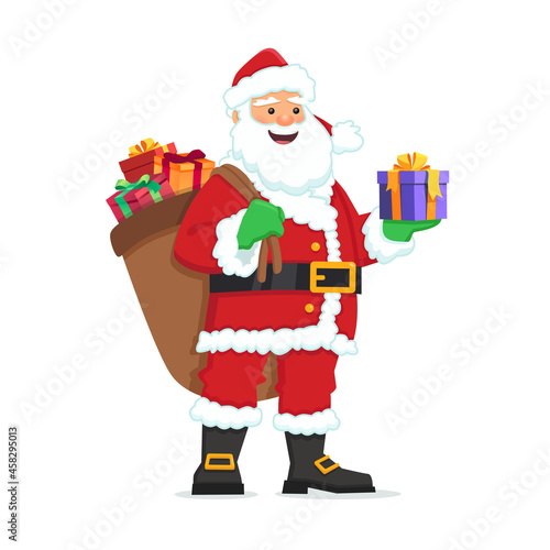 Santa Claus holding gift wrapped box