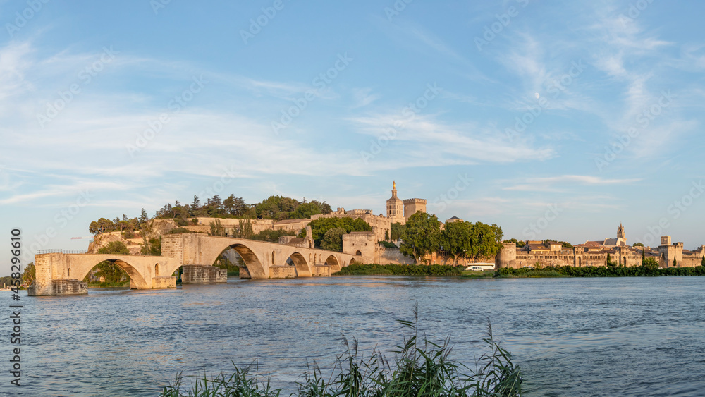 The Pont Saint-Benezet or Pont d'Avignon, a medieval bridge on the Rhone river in the town of Avignon, in southern France