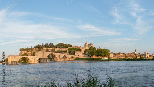 The Pont Saint-Benezet or Pont d'Avignon, a medieval bridge on the Rhone river in the town of Avignon, in southern France