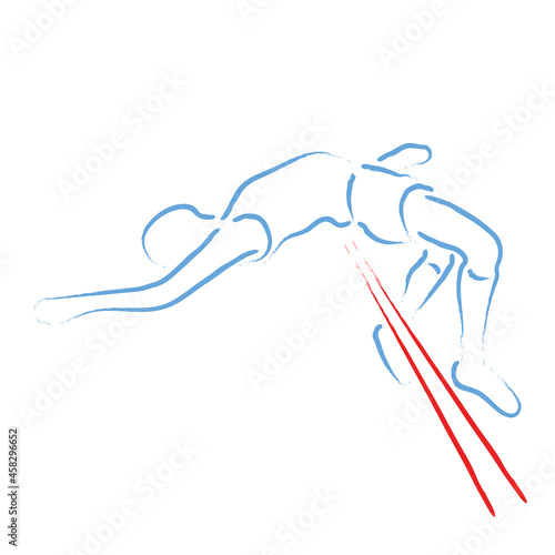 Athlete, athletics sport of high jump, stylized vector illustration