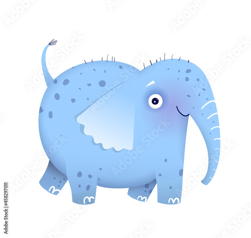 Funny imaginary elephant drawing for kids and children, African humorous safari animal. Isolated vector elephant clipart in watercolor style.