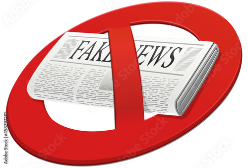Fake news newspaper with prohibition symbol (cut out)
