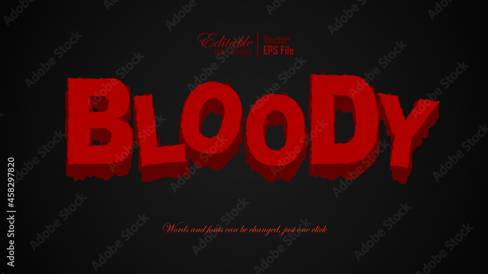 Editable text effect in red blood style