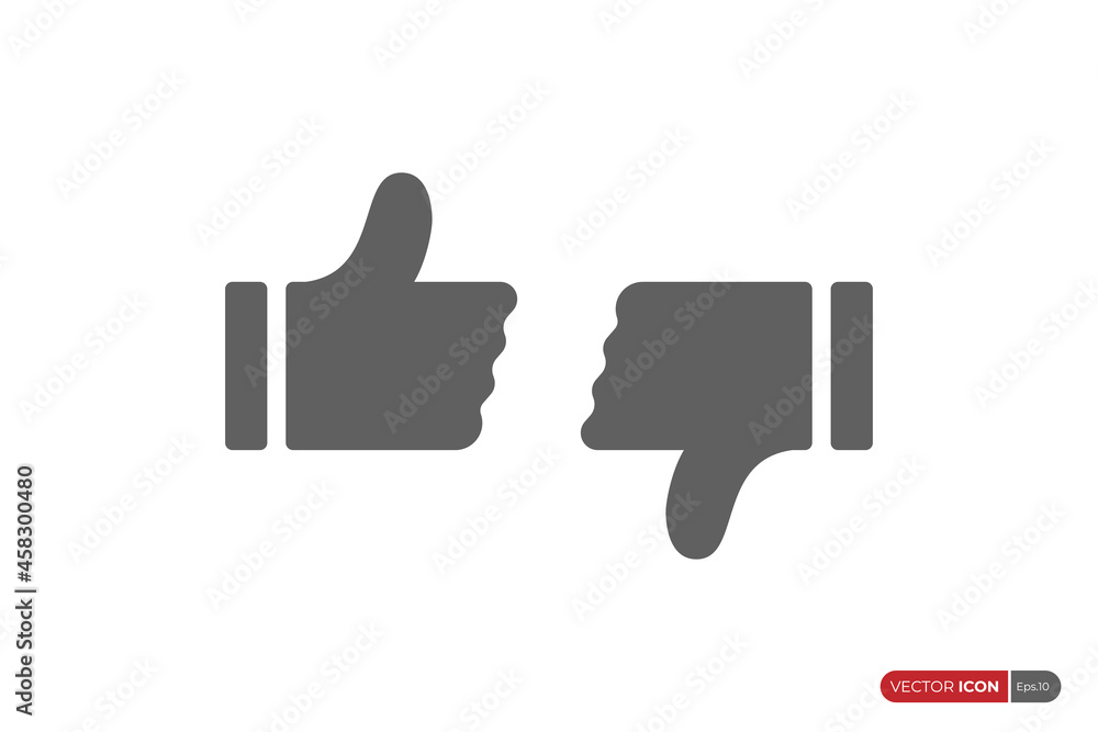 Simple Hand Thumb Up and Hand Thumb Down Icon. Like and Dislike Symbol isolated on White Background. Flat Vector Icon Design Template Element. Simple Hand Thumb Up and Hand Thumb Down Icon. Like and Dislike Symbol isolated on White Background. Flat Vector Icon Design Template Element.