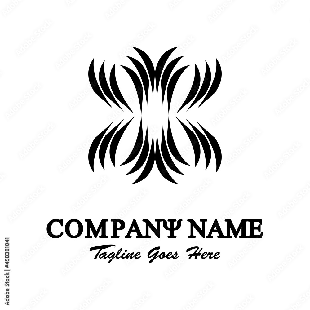 Black and white abstract vector logo. butterfly or frangipani illustration. Logo template for business. Simple and cool Black and white abstract vector logo. butterfly or frangipani illustration. Logo template for business. Simple and cool