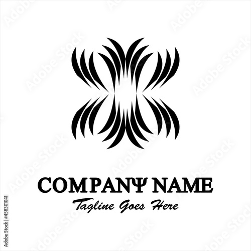 Black and white abstract vector logo. butterfly or frangipani illustration.  Logo template for business. Simple and cool