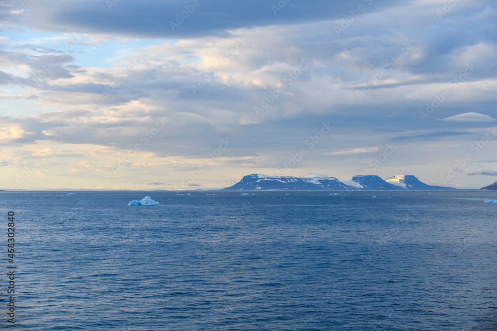 Arctic landscape in summer time. Franz Jozef Land archipelago. Flora cape, Gukera island. Arctic landscape in summer time. Franz Jozef Land archipelago. Flora cape, Gukera island.