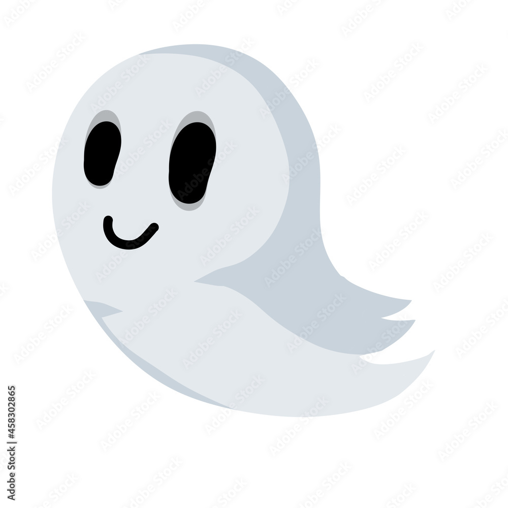 Ghost. Funny flying spirit.The Halloween element. Flat cartoon illustration. White cute character. Icon of death Ghost. Funny flying spirit.The Halloween element. Flat cartoon illustration. White cute character. Icon of death