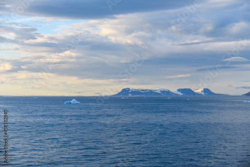 Arctic landscape in summer time. Franz Jozef Land archipelago. Flora cape, Gukera island.