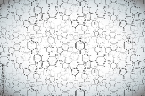 Different chemical nucleobases structures, scientific faded background