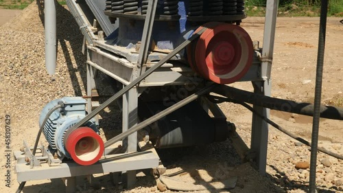Wallpaper Mural Video shot of details of plant for production of crushed stone widely used in construction as filler for production of concrete
 Torontodigital.ca