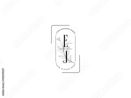 initial letter EJ logo, Letter e j e j logo design vector illustration symbol template with circle and white background