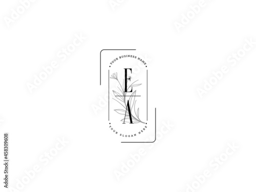 initial letter EA logo, Letter e a e a logo design vector illustration symbol template with circle and white background