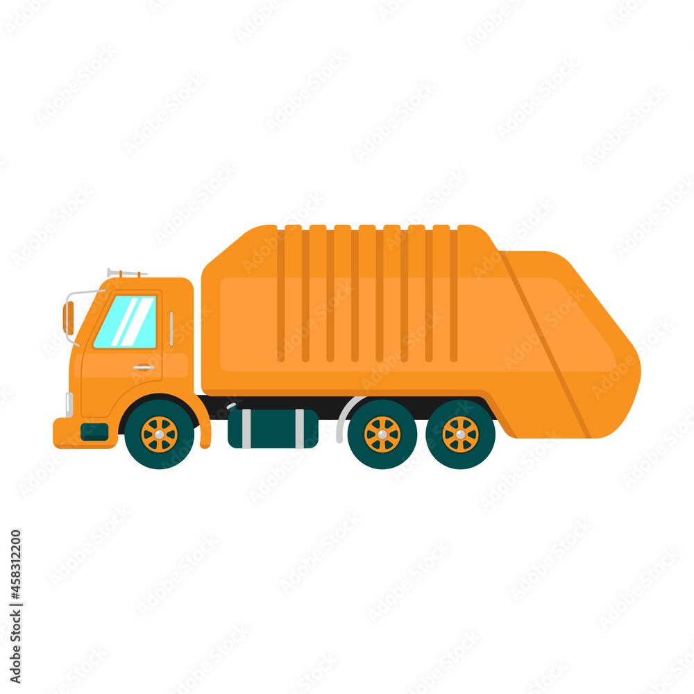 Garbage truck icon. Colored silhouette. Side view. Vector simple flat graphic illustration. The isolated object on a white background. Isolate.