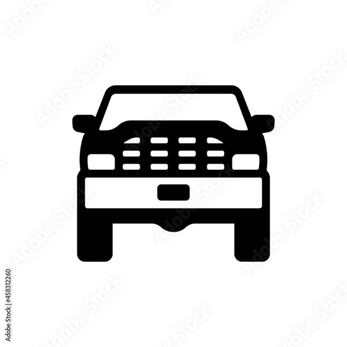 SUV icon. Off-road vehicle. Black silhouette. Front view. Vector simple flat graphic illustration. The isolated object on a white background. Isolate.