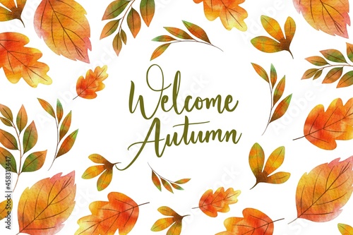watercolor autumn background vector design illustration