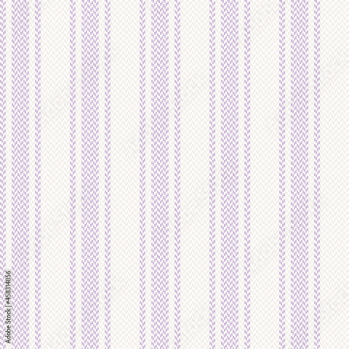 Herringbone textured stripe pattern in lilac purple and off white. Seamless vertical soft stripes for dress, shirt, skirt, other modern spring summer fashion textile design. Pixel texture.