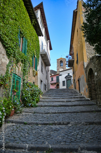 A narrow street in Anguillara sabazia, an old town in Lazio region, Italy.