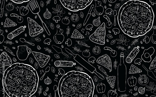 Pizza seamless pattern.